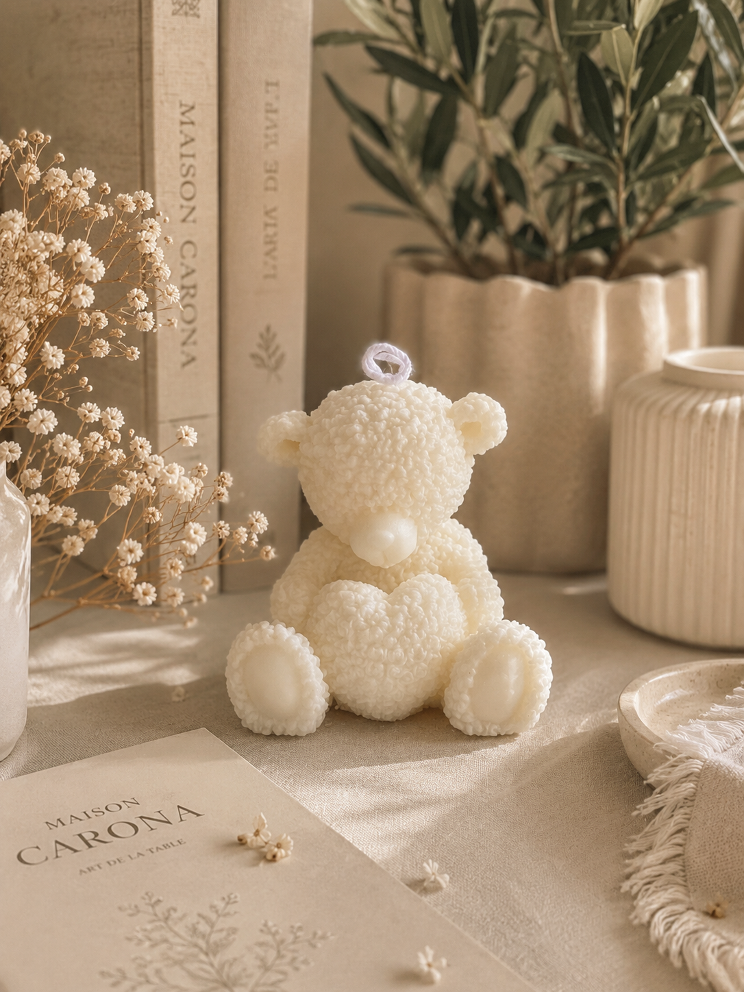 L'ours amoureux - bougie décorative