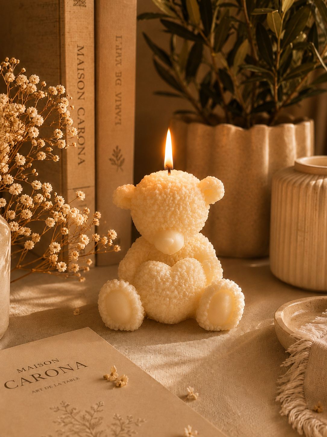 L'ours amoureux - bougie décorative