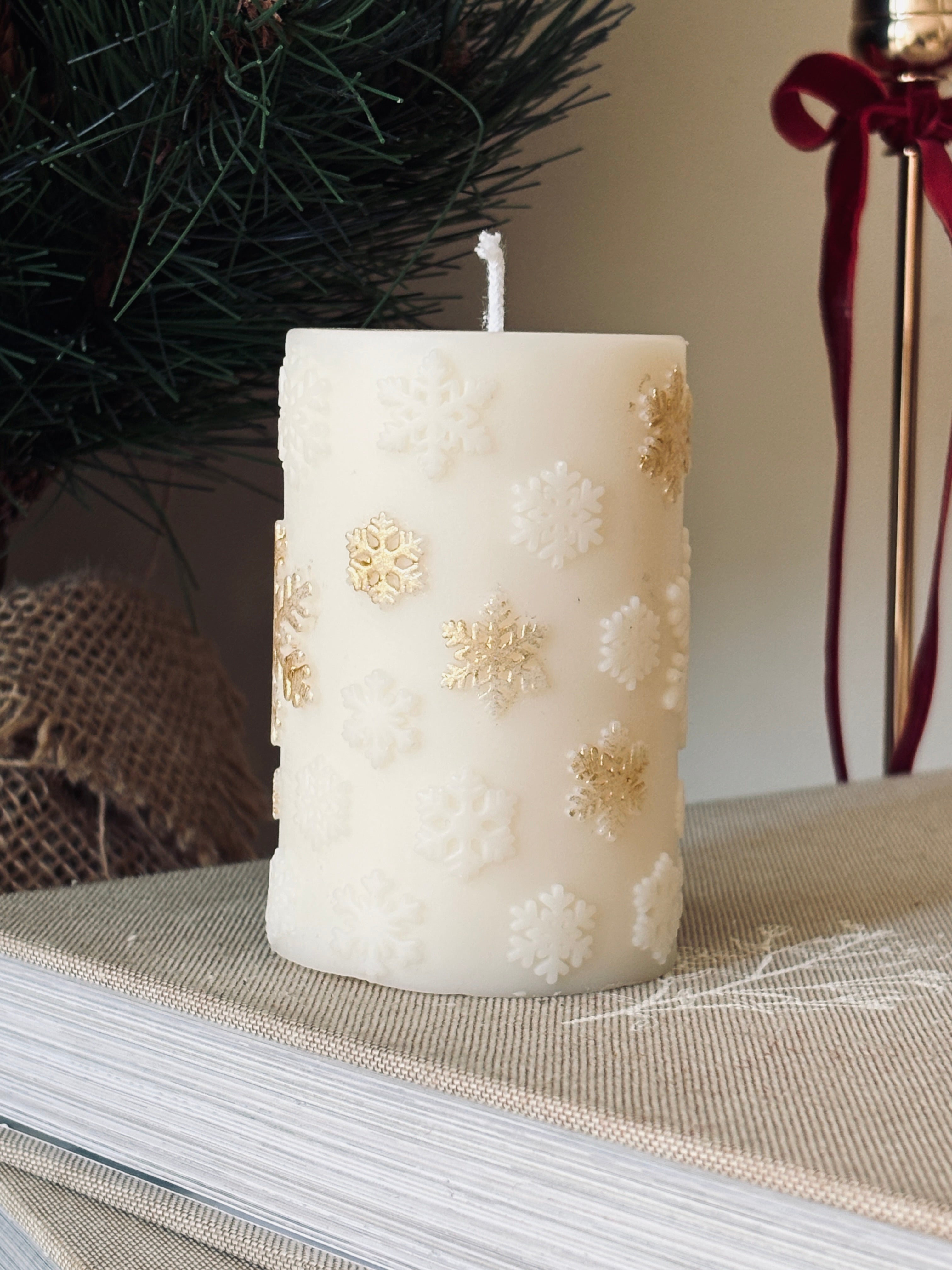 Pilier Flocons - bougie décorative