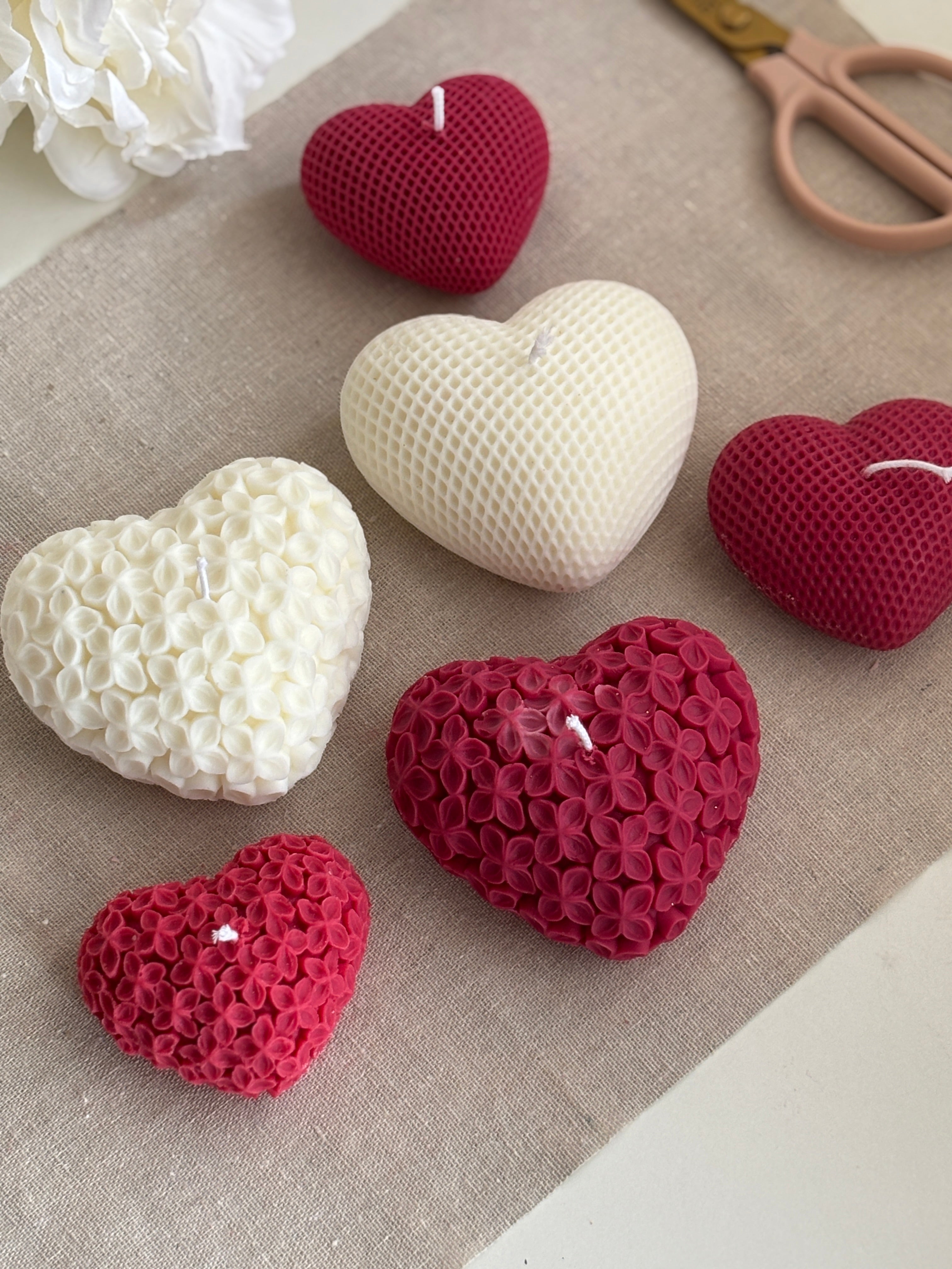 Coeur texturé - Bougie décorative